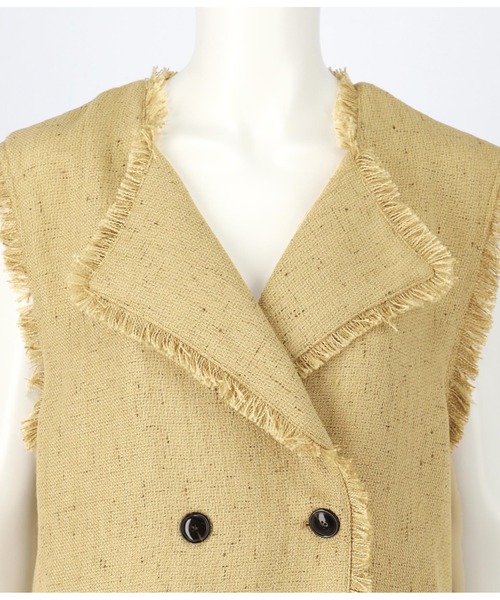 Settimissimo（セッティミッシモ）の「ツイードフリンジパイピングジレ（ベスト・レディース・ブラック/ベージュ・FREE）」の22枚目の写真