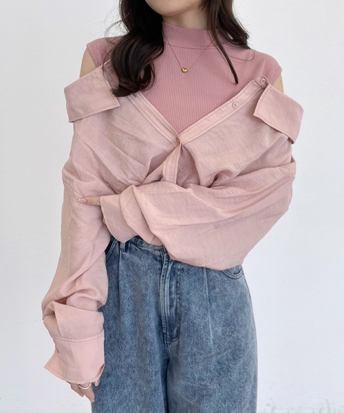 Heather（ヘザー）の「ドッキングシアーシャツ　975619（シャツ/ブラウス・レディース・ブラウン/ブラック/ピンク/ホワイト・FREE）」の4枚目の写真