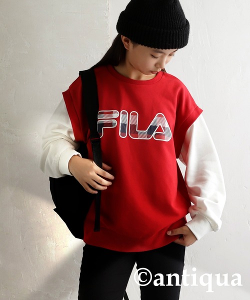 antiqua(アンティカ)の「FILAロゴ入り重ね着風スウェット(スウェット・キッズ・レッド・130/160/150/140)」の12枚目の写真