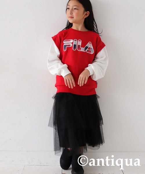 antiqua(アンティカ)の「FILAロゴ入り重ね着風スウェット(スウェット・キッズ・レッド・130/160/150/140)」の6枚目の写真