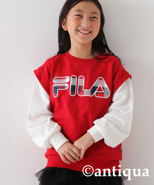 antiqua(アンティカ)の「FILAロゴ入り重ね着風スウェット(スウェット・キッズ・レッド・130/160/150/140)」の5枚目の写真