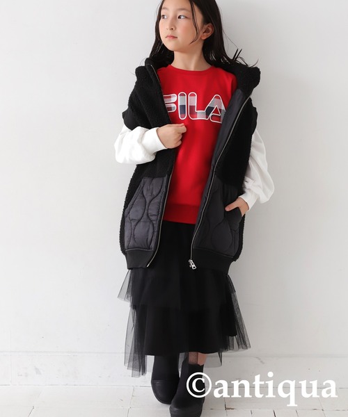 antiqua(アンティカ)の「FILAロゴ入り重ね着風スウェット(スウェット・キッズ・レッド・130/160/150/140)」の8枚目の写真