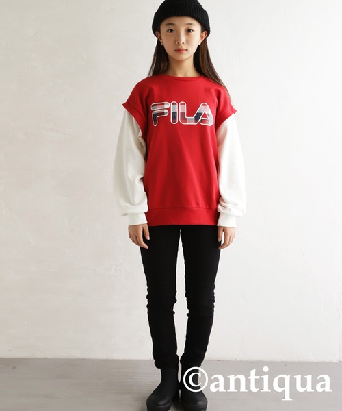 antiqua(アンティカ)の「FILAロゴ入り重ね着風スウェット(スウェット・キッズ・レッド・130/160/150/140)」の14枚目の写真