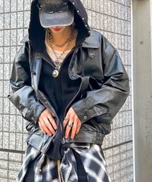 SPINNS | 【M,Lサイズ展開！ユニセックス着用可能】フェイクレザー　A-2ジャケット(その他アウター)
