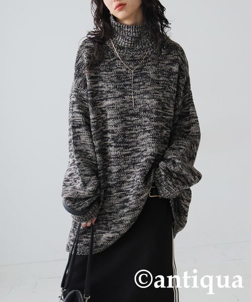 antiqua(アンティカ)の「ミックスハイネックニット(ニット/セーター・レディース・イエロー系その他/ネイビー/ブラック・FREE)」の2枚目の写真