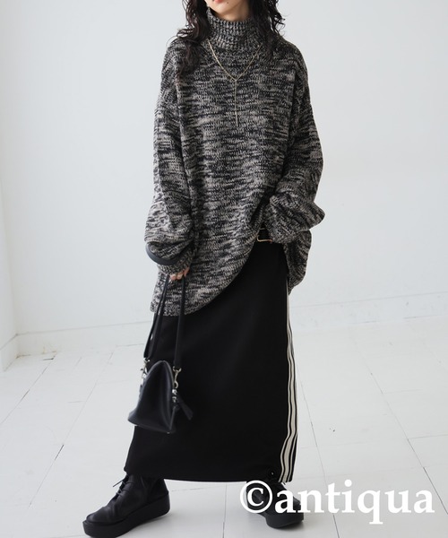 antiqua(アンティカ)の「ミックスハイネックニット(ニット/セーター・レディース・イエロー系その他/ネイビー/ブラック・FREE)」の4枚目の写真