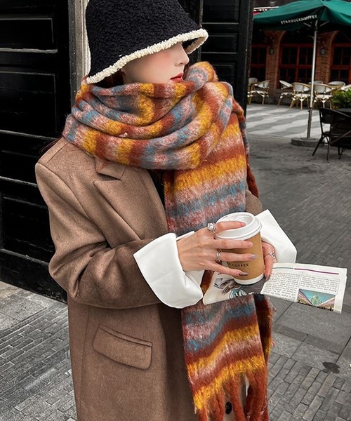 meJane（ミージェーン）の「ボリュームランダムマルチボーダーマフラー