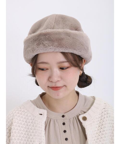 Samansa Mos2（サマンサ モスモス）の「フェイクファーロールワッチ（ハット・レディース・オフホワイト/モカ・F）」の3枚目の写真