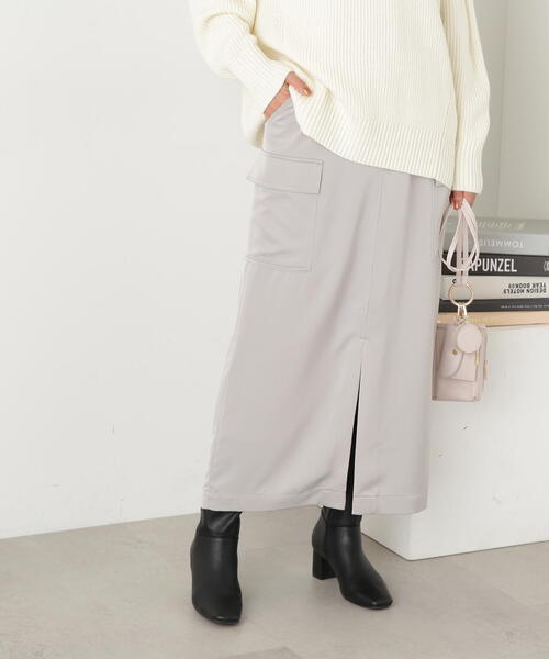 N.（N. Natural Beauty Basic）（エヌエヌナチュラルビューティーベーシック）の「サテンアウトポケットスカート（スカート・レディース・ネイビー/グレー・MEDIUM）」の3枚目の写真