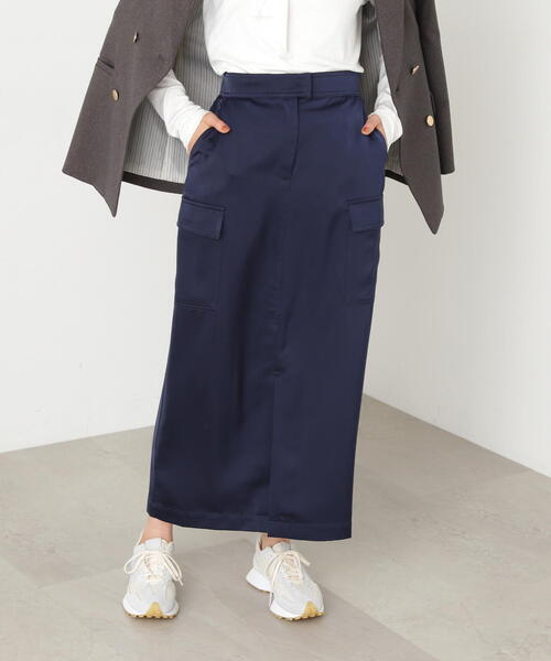 N.（N. Natural Beauty Basic）（エヌエヌナチュラルビューティーベーシック）の「サテンアウトポケットスカート（スカート・レディース・ネイビー/グレー・MEDIUM）」の17枚目の写真