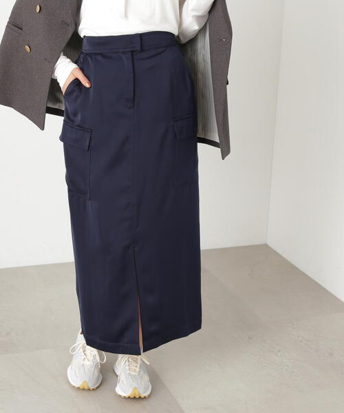 N.（N. Natural Beauty Basic）（エヌエヌナチュラルビューティーベーシック）の「サテンアウトポケットスカート（スカート・レディース・ネイビー/グレー・MEDIUM）」の18枚目の写真