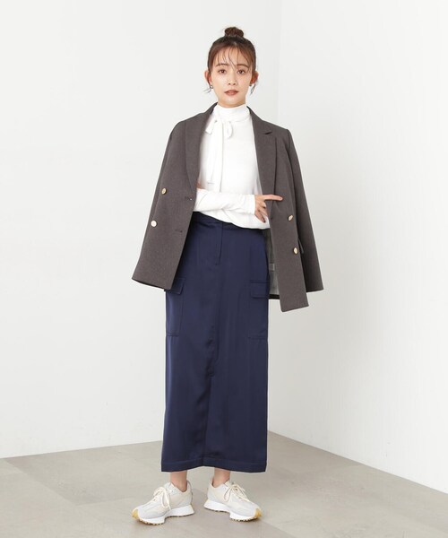 N.（N. Natural Beauty Basic）（エヌエヌナチュラルビューティーベーシック）の「サテンアウトポケットスカート（スカート・レディース・ネイビー/グレー・MEDIUM）」の20枚目の写真