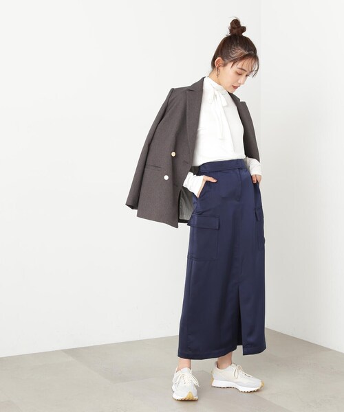 N.（N. Natural Beauty Basic）（エヌエヌナチュラルビューティーベーシック）の「サテンアウトポケットスカート（スカート・レディース・ネイビー/グレー・MEDIUM）」の21枚目の写真
