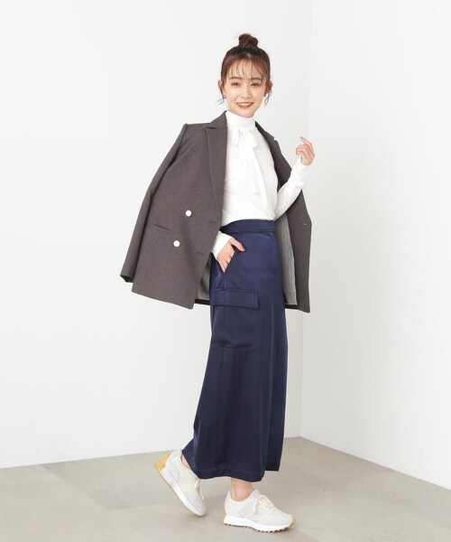 N.（N. Natural Beauty Basic）（エヌエヌナチュラルビューティーベーシック）の「サテンアウトポケットスカート（スカート・レディース・ネイビー/グレー・MEDIUM）」の22枚目の写真