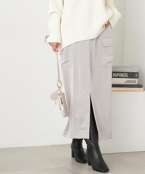 N.（N. Natural Beauty Basic）（エヌエヌナチュラルビューティーベーシック）の「サテンアウトポケットスカート（スカート・レディース・ネイビー/グレー・MEDIUM）」の2枚目の写真