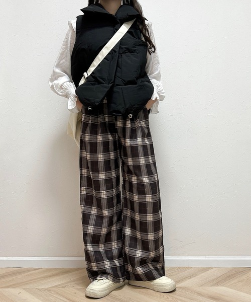 Cham.（チャム）の「ワイドチェックパンツ（その他パンツ・レディース・ブラウン・F）」の3枚目の写真
