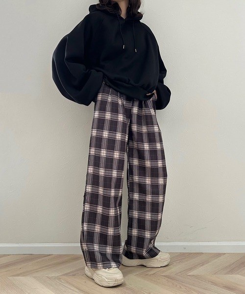 Cham.（チャム）の「ワイドチェックパンツ（その他パンツ・レディース・ブラウン・F）」の12枚目の写真