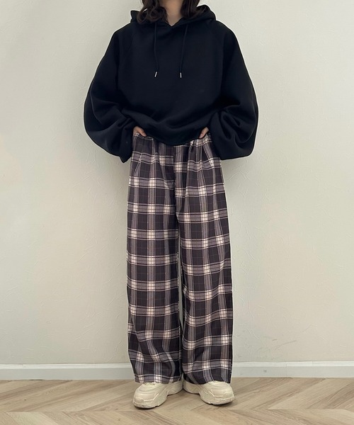 Cham.（チャム）の「ワイドチェックパンツ（その他パンツ・レディース・ブラウン・F）」の10枚目の写真