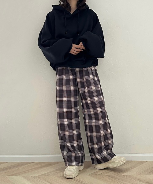 Cham.（チャム）の「ワイドチェックパンツ（その他パンツ・レディース・ブラウン・F）」の8枚目の写真