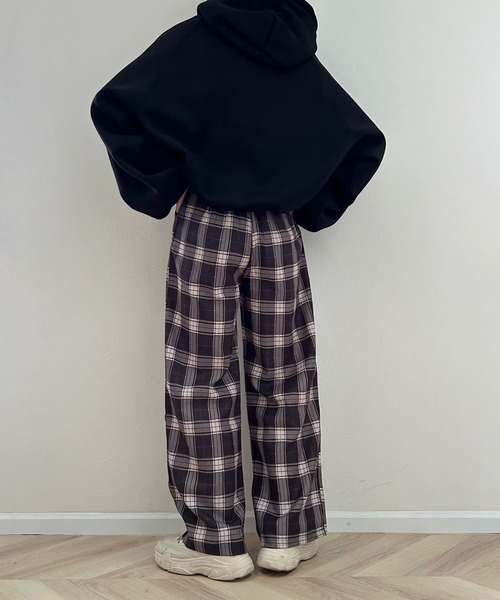 Cham.（チャム）の「ワイドチェックパンツ（その他パンツ・レディース・ブラウン・F）」の7枚目の写真