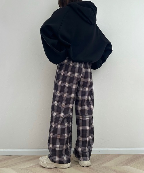 Cham.（チャム）の「ワイドチェックパンツ（その他パンツ・レディース・ブラウン・F）」の6枚目の写真