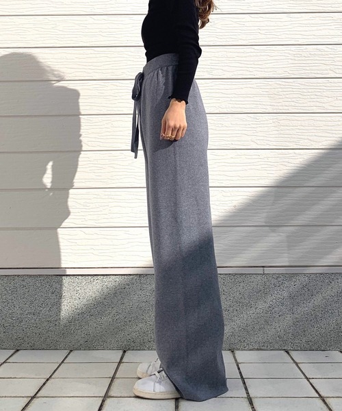 Q(キュー)の「ニットパンツ(その他パンツ・レディース・ライトグレー/ブラック・MEDIUM)」の4枚目の写真