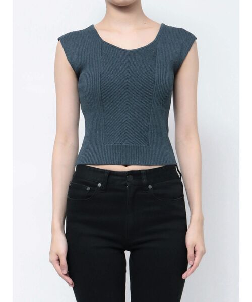 MURUA（ムルーア）の「バックオープンリブコルセットニット（ニット/セーター・レディース・ブルー/グリーン/ベージュ/ブラック/オレンジ/ホワイト・FREE）」の16枚目の写真