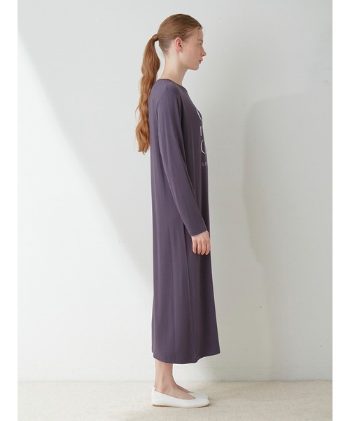 gelato pique(ジェラートピケ)の「Oui,レーヨンロゴワンピース(ルームワンピース・レディース・アイボリー/ネイビー/ピンク・FREE)」の7枚目の写真