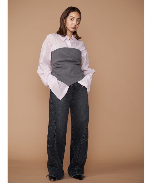 FRAY I.D(フレイアイディー)の「タックドレープビスチェ(ベスト・レディース・アイボリー/グレー/ブラック・FREE)」の22枚目の写真