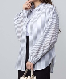 NAVY スラブベーシック前開きセミシアーシャツ