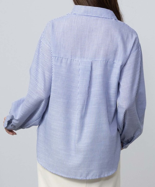 NAVY(ネイビー)の「NAVY スラブベーシック前開きセミシアーシャツ(シャツ/ブラウス・レディース・ブルー系その他/ホワイト/ホワイト×ブルー・M/L/S/XL)」の10枚目の写真