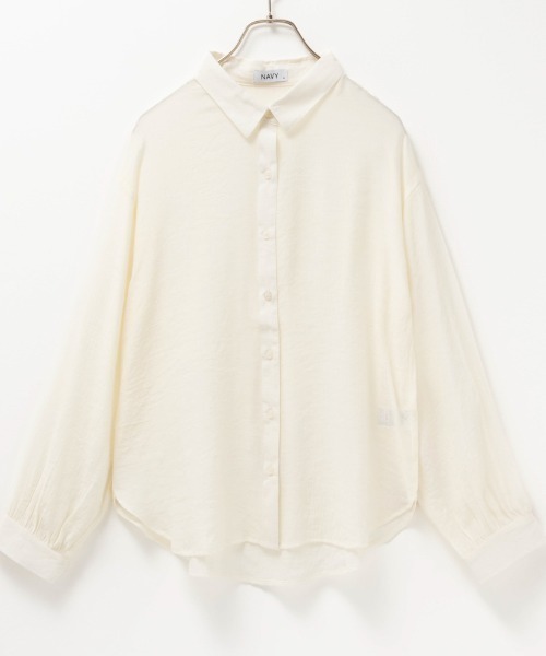 NAVY(ネイビー)の「NAVY スラブベーシック前開きセミシアーシャツ(シャツ/ブラウス・レディース・ブルー系その他/ホワイト/ホワイト×ブルー・M/L/S/XL)」の6枚目の写真