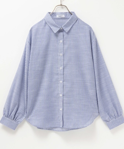 NAVY(ネイビー)の「NAVY スラブベーシック前開きセミシアーシャツ(シャツ/ブラウス・レディース・ブルー系その他/ホワイト/ホワイト×ブルー・M/L/S/XL)」の11枚目の写真