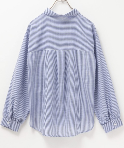 NAVY(ネイビー)の「NAVY スラブベーシック前開きセミシアーシャツ(シャツ/ブラウス・レディース・ブルー系その他/ホワイト/ホワイト×ブルー・M/L/S/XL)」の12枚目の写真