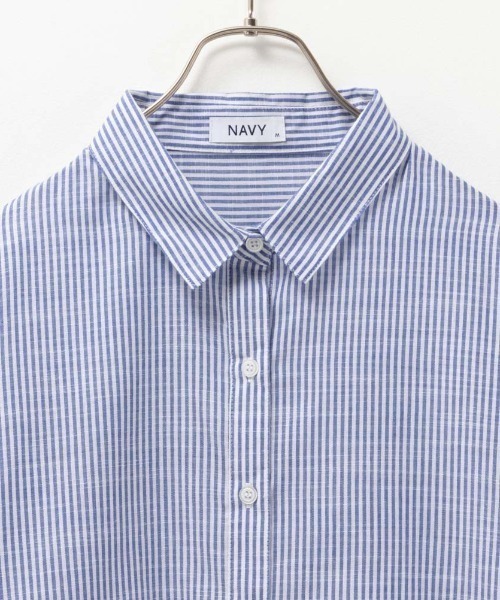 NAVY(ネイビー)の「NAVY スラブベーシック前開きセミシアーシャツ(シャツ/ブラウス・レディース・ブルー系その他/ホワイト/ホワイト×ブルー・M/L/S/XL)」の13枚目の写真