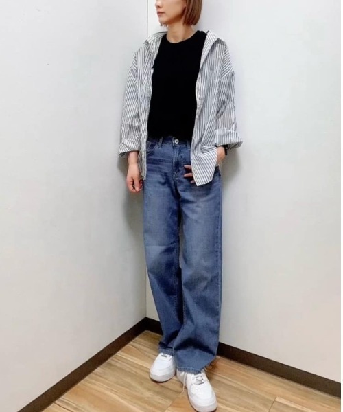 NAVY(ネイビー)の「NAVY スラブベーシック前開きセミシアーシャツ(シャツ/ブラウス・レディース・ブルー系その他/ホワイト/ホワイト×ブルー・M/L/S/XL)」の16枚目の写真