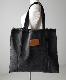 me+em select（ミームセレクト）の「※※【 ２color 】レザータグスクエアダメージデニムトートバッグ（トートバッグ）」