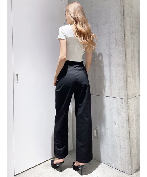 GYDA（ジェイダ）の「SIDE RIPPED GYDAラインワイドパンツ（その他パンツ・レディース・ブラック/ベージュ・MEDIUM/SMALL）」の7枚目の写真