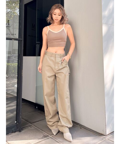 GYDA（ジェイダ）の「SIDE RIPPED GYDAラインワイドパンツ（その他パンツ・レディース・ブラック/ベージュ・MEDIUM/SMALL）」の9枚目の写真