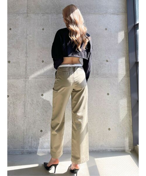 GYDA（ジェイダ）の「SIDE RIPPED GYDAラインワイドパンツ（その他パンツ・レディース・ブラック/ベージュ・MEDIUM/SMALL）」の14枚目の写真
