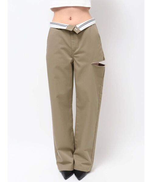 GYDA（ジェイダ）の「SIDE RIPPED GYDAラインワイドパンツ（その他パンツ・レディース・ブラック/ベージュ・MEDIUM/SMALL）」の16枚目の写真