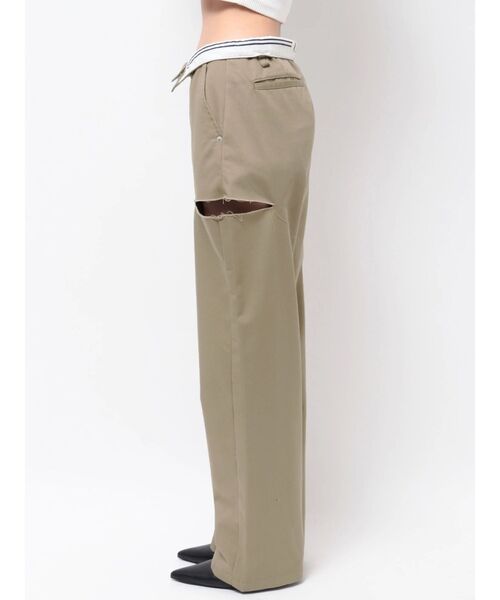 GYDA（ジェイダ）の「SIDE RIPPED GYDAラインワイドパンツ（その他パンツ・レディース・ブラック/ベージュ・MEDIUM/SMALL）」の17枚目の写真