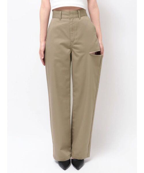 GYDA（ジェイダ）の「SIDE RIPPED GYDAラインワイドパンツ（その他パンツ・レディース・ブラック/ベージュ・MEDIUM/SMALL）」の22枚目の写真