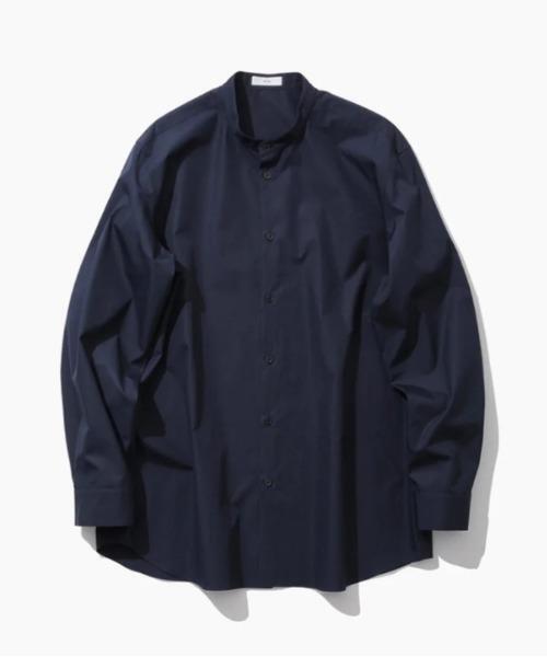 ATON(エイトン)の「ATON(エイトン)SUVIN BROAD | BAND COLLAR SHIRT(シャツ/ブラウス・メンズ・ブルー/ネイビー/ホワイト・6/4)」の2枚目の写真