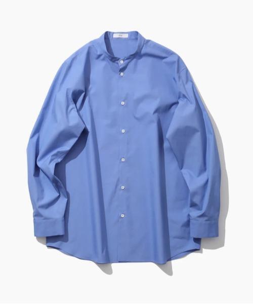 ATON(エイトン)の「ATON(エイトン)SUVIN BROAD | BAND COLLAR SHIRT(シャツ/ブラウス・メンズ・ブルー/ネイビー/ホワイト・6/4)」の3枚目の写真