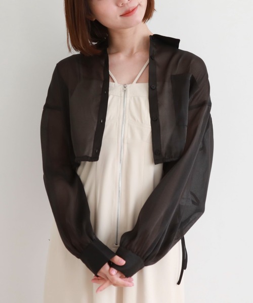 archives（アルシーヴ）の「クロップドドロストシアーシャツ（シャツ/ブラウス・レディース・オレンジ/アイボリー/ブラック/ブルーグレー・MEDIUM）」の3枚目の写真