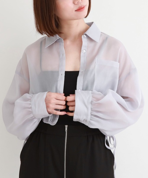 archives（アルシーヴ）の「クロップドドロストシアーシャツ（シャツ/ブラウス・レディース・オレンジ/アイボリー/ブラック/ブルーグレー・MEDIUM）」の16枚目の写真