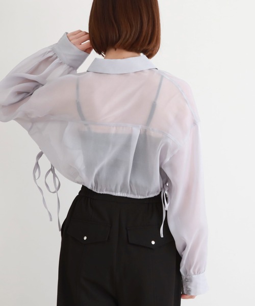 archives（アルシーヴ）の「クロップドドロストシアーシャツ（シャツ/ブラウス・レディース・オレンジ/アイボリー/ブラック/ブルーグレー・MEDIUM）」の18枚目の写真