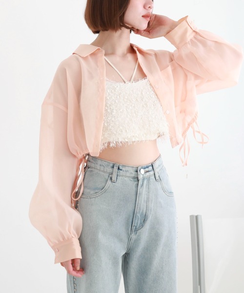 archives（アルシーヴ）の「クロップドドロストシアーシャツ（シャツ/ブラウス・レディース・オレンジ/アイボリー/ブラック/ブルーグレー・MEDIUM）」の7枚目の写真