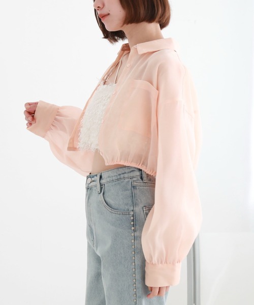 archives（アルシーヴ）の「クロップドドロストシアーシャツ（シャツ/ブラウス・レディース・オレンジ/アイボリー/ブラック/ブルーグレー・MEDIUM）」の8枚目の写真